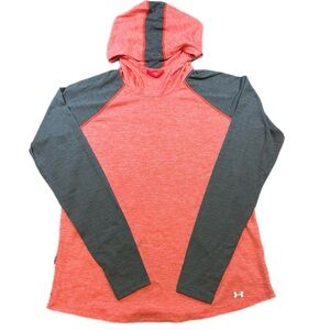 Under Armour Women’s Heatgear Threadborne Running Coral and Gray Hoodie-XL